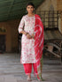 Women Cream Floral Printed Pure Cotton embroidered Straight Kurta With Salwar And Dyed Dupatta